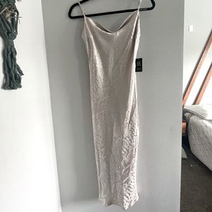 Neutral animal print slip dress